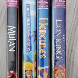 Disney Movies The Lion King, Mulan, Hercules & Emperor's New Groove VHS Lot 4